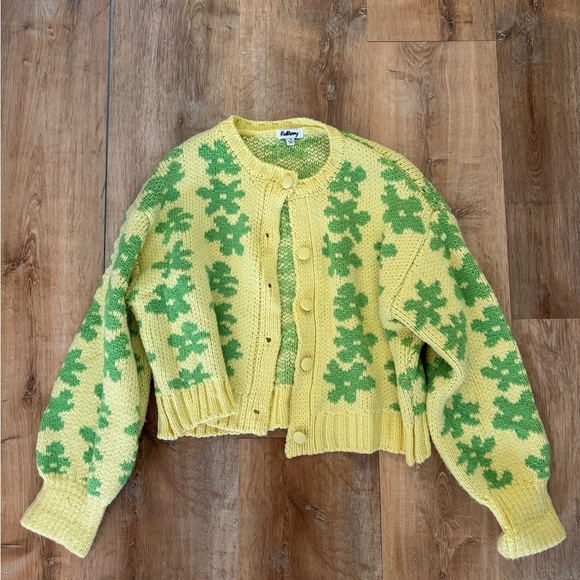 Yellow & Green Floral Knit Cardigan - Picture 3 of 5
